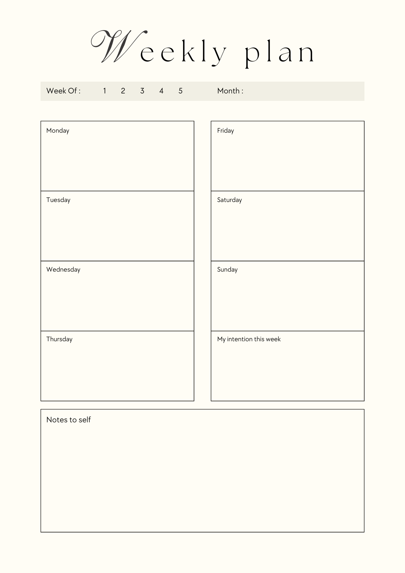 Weekly Planner Printable – Minimal Productivity Planner (Instant Download)